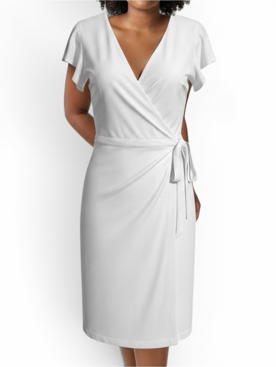 Banana Republic Dresses & Skirts - Banana Republic Factory Summer White Split Short Sleeve Wrap Dress NWT SZ 14 T